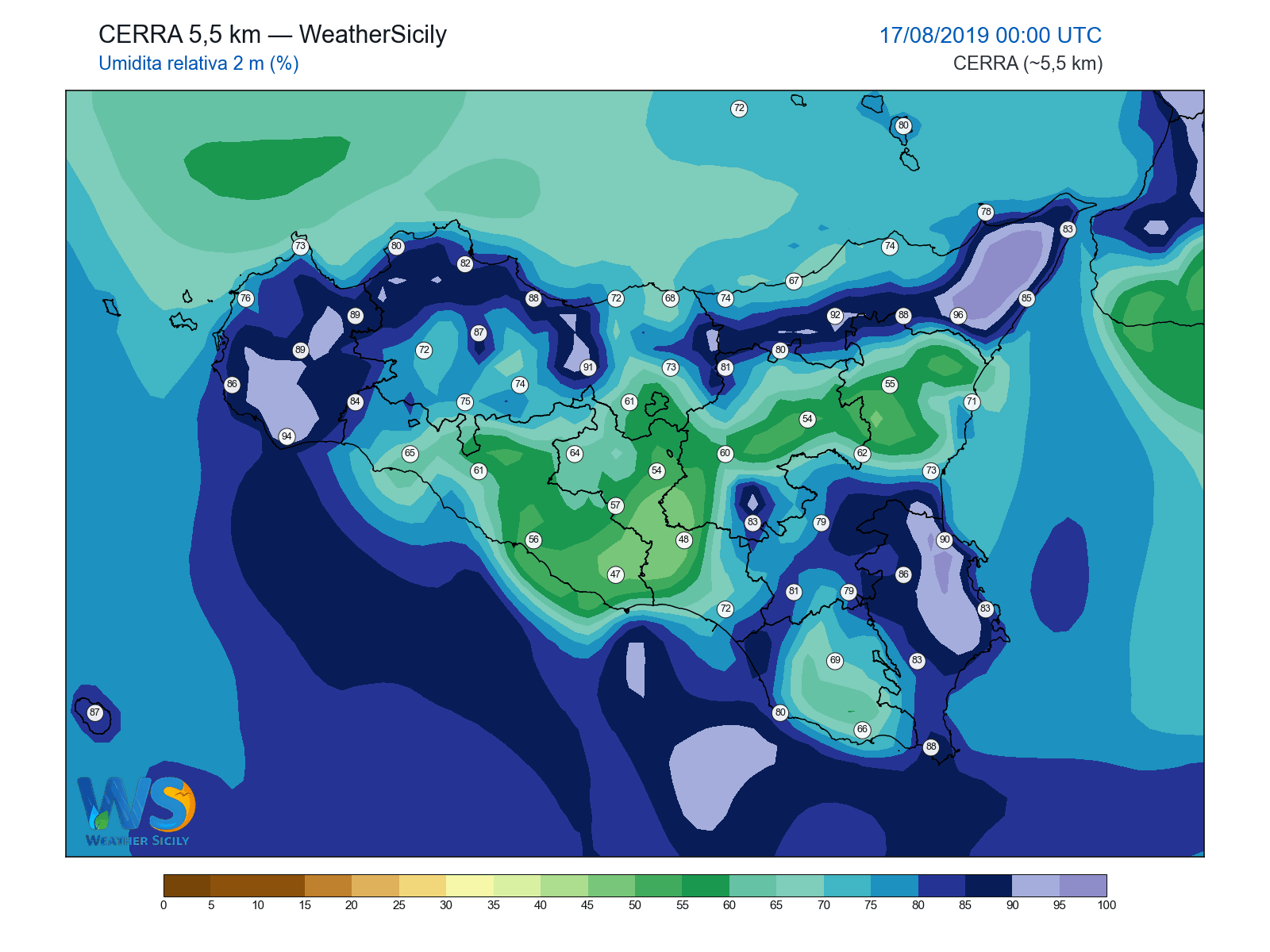 Umidità relativa 2 m · 2019081700