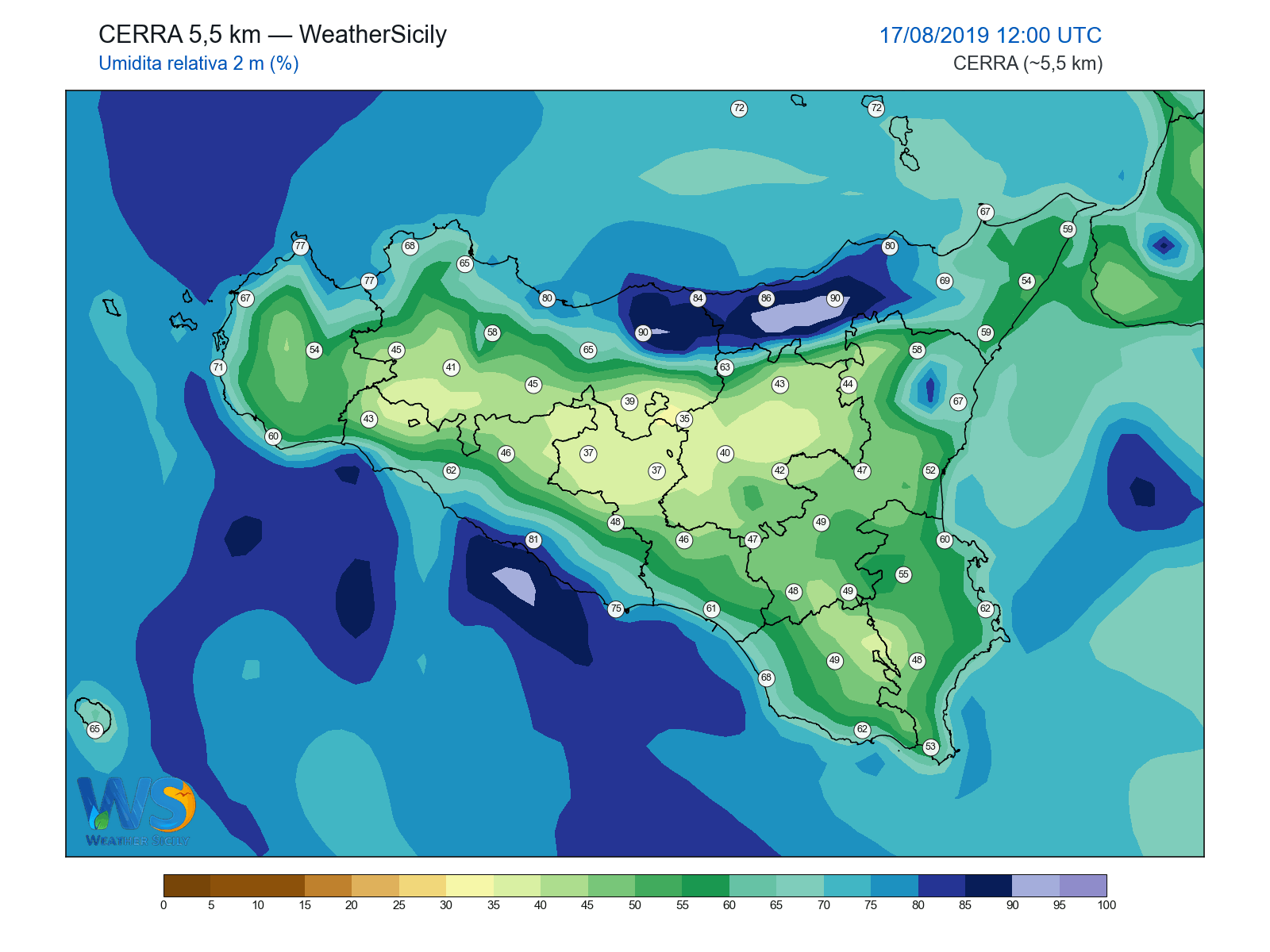 Umidità relativa 2 m · 2019081712