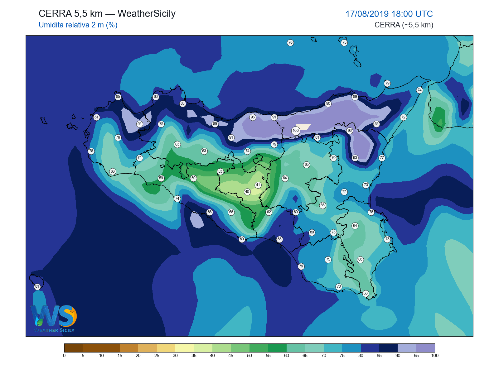 Umidità relativa 2 m · 2019081718