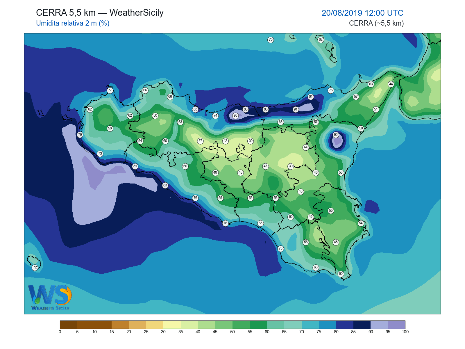Umidità relativa 2 m · 2019082012