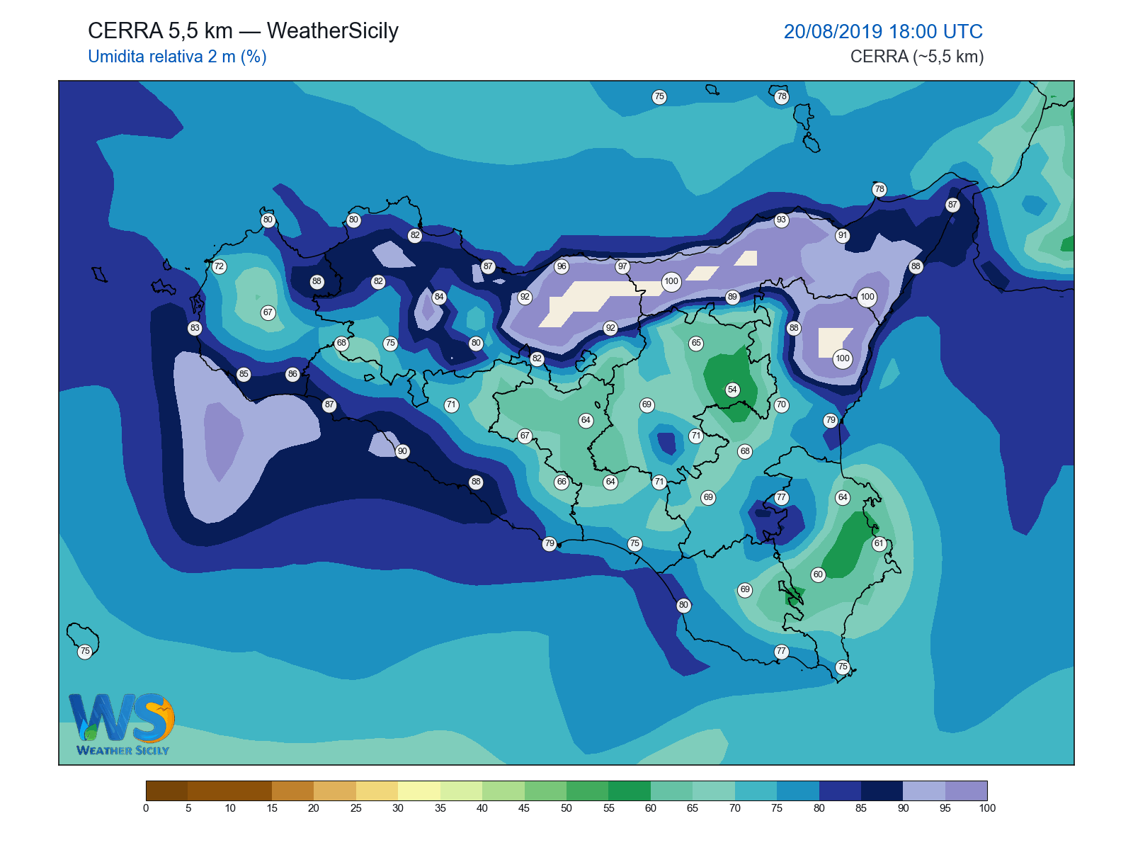 Umidità relativa 2 m · 2019082018