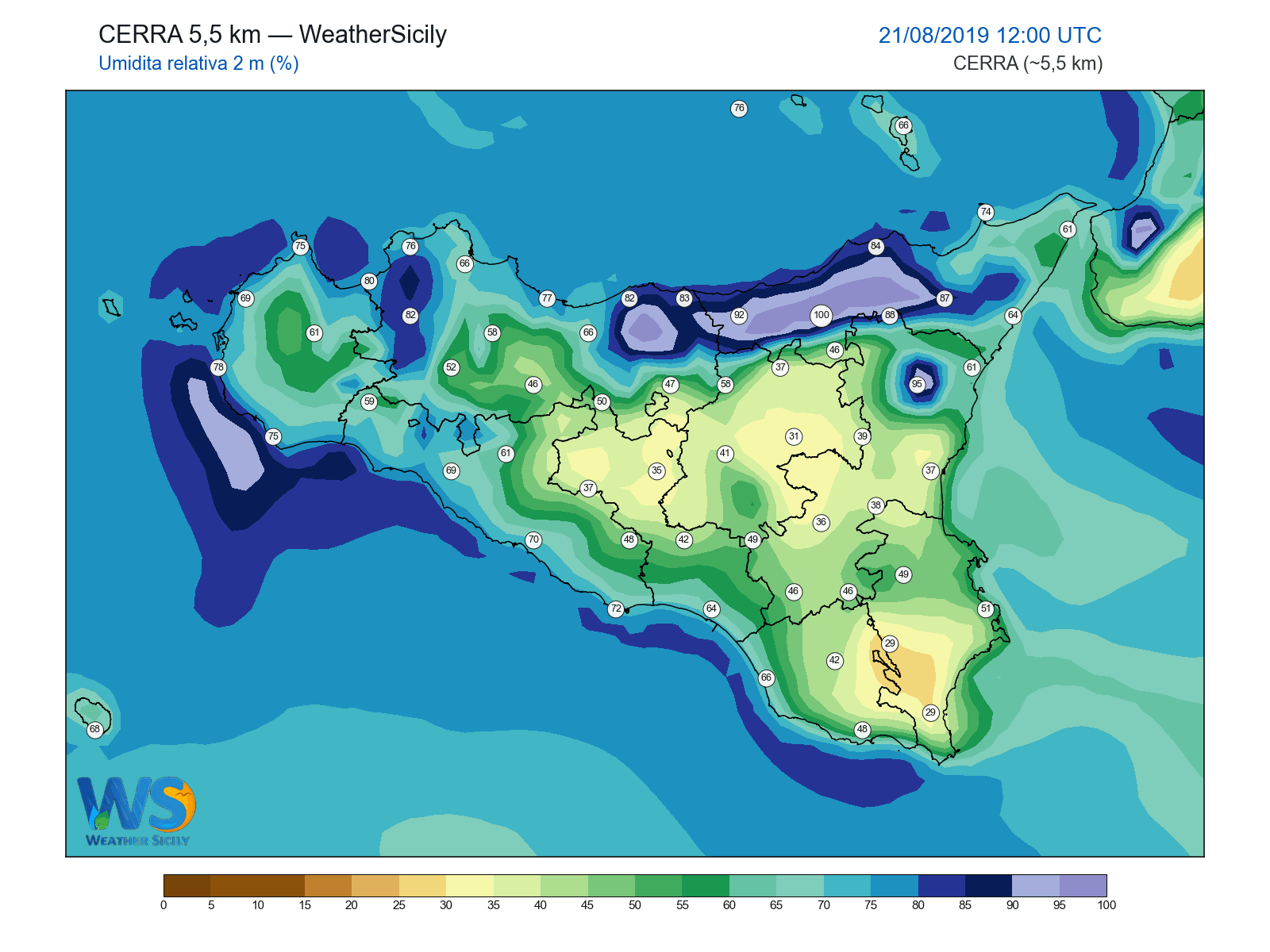 Umidità relativa 2 m · 2019082112