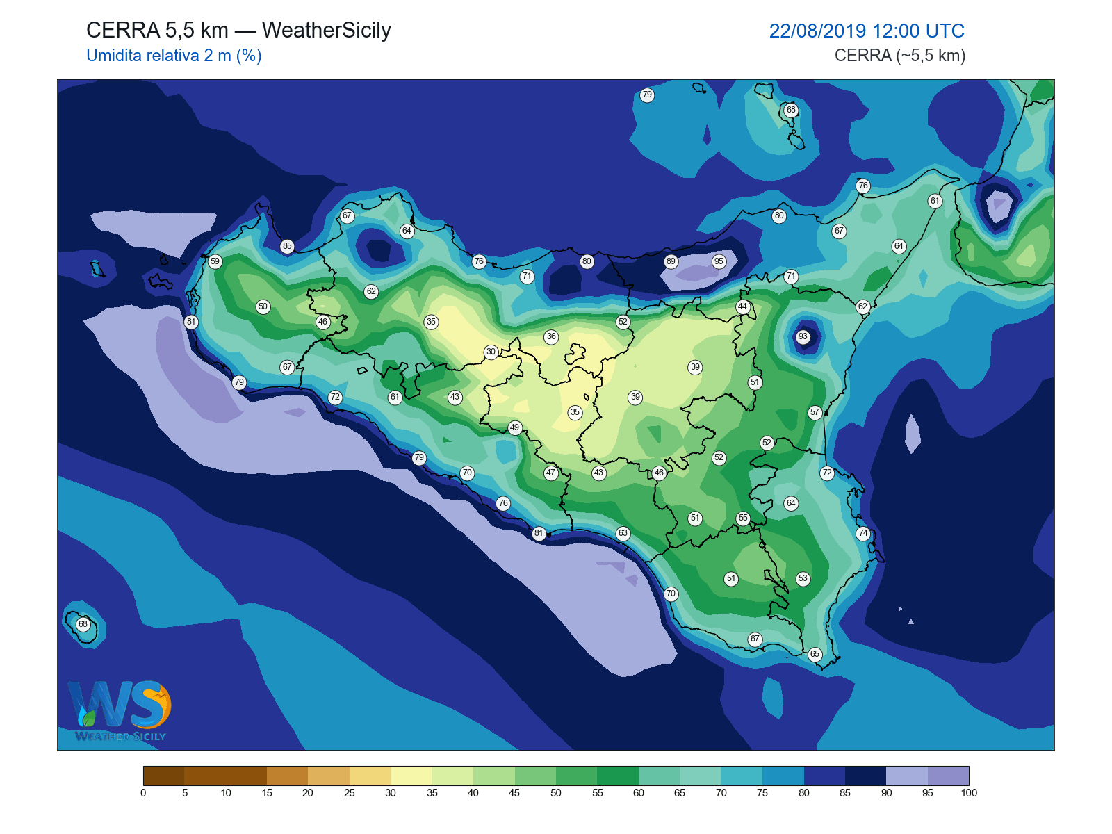 Umidità relativa 2 m · 2019082212