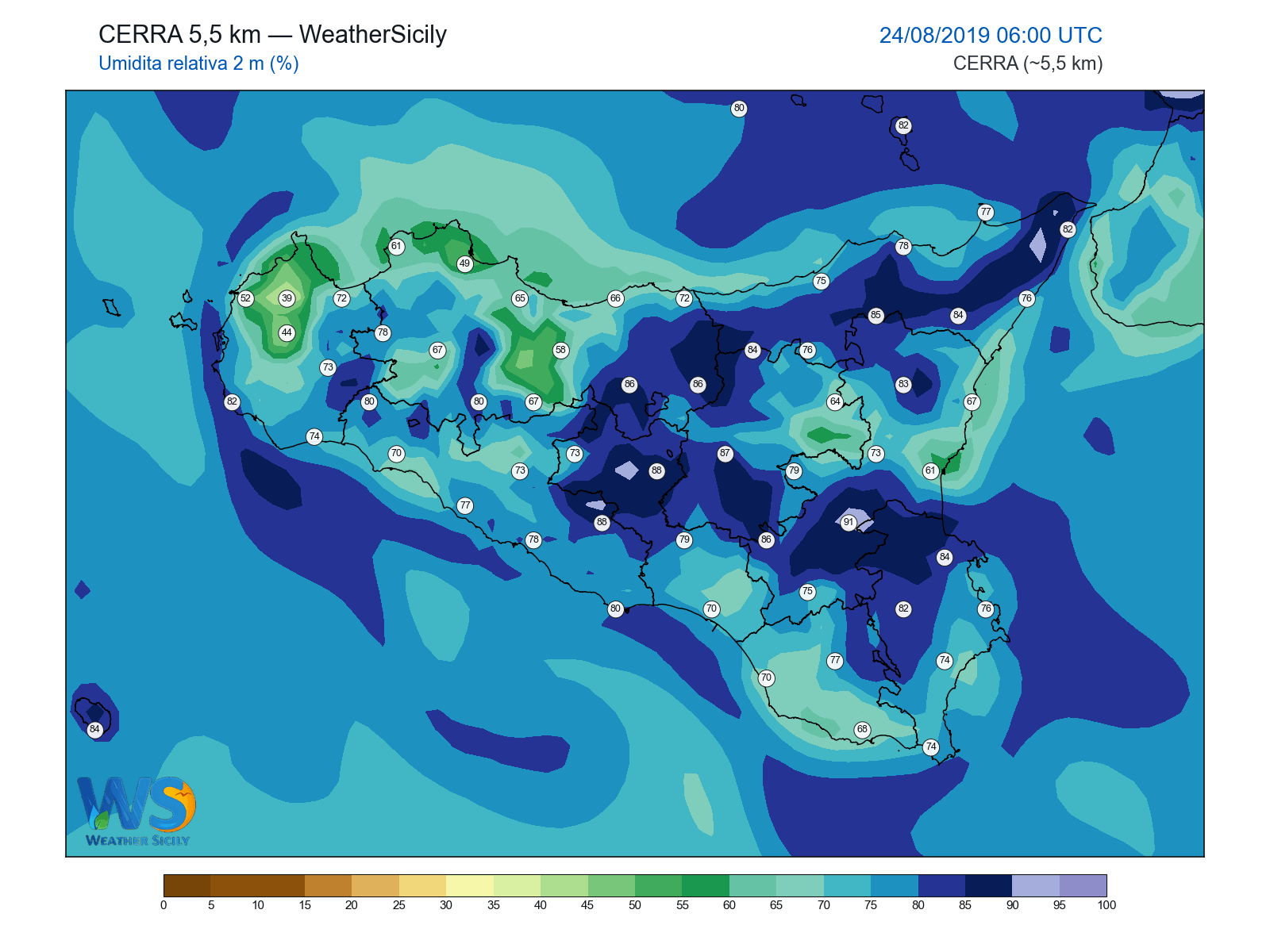 Umidità relativa 2 m · 2019082406