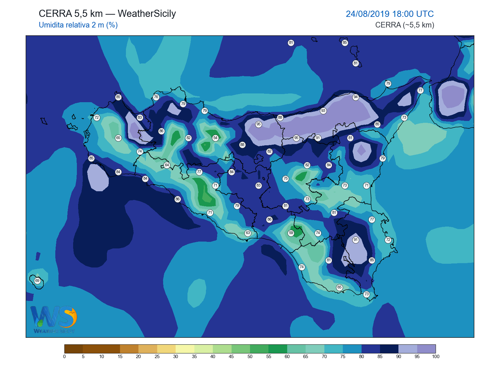 Umidità relativa 2 m · 2019082418