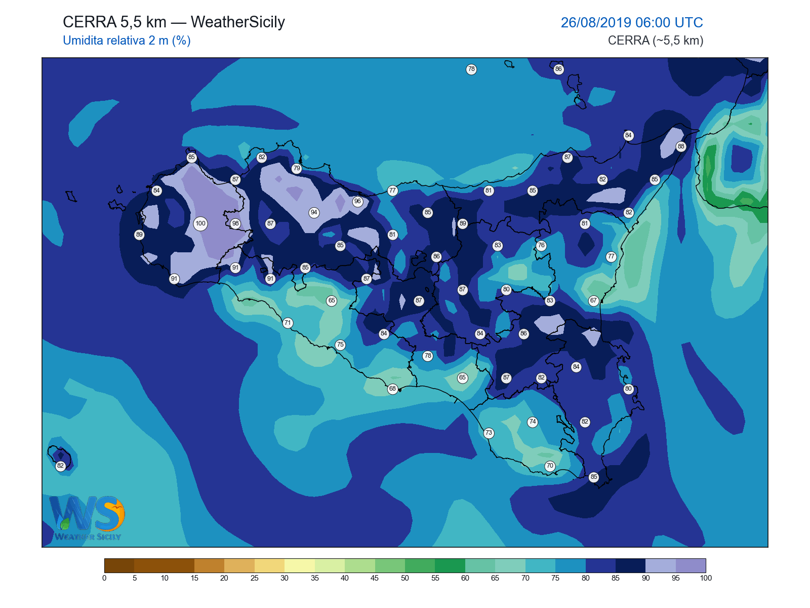 Umidità relativa 2 m · 2019082606