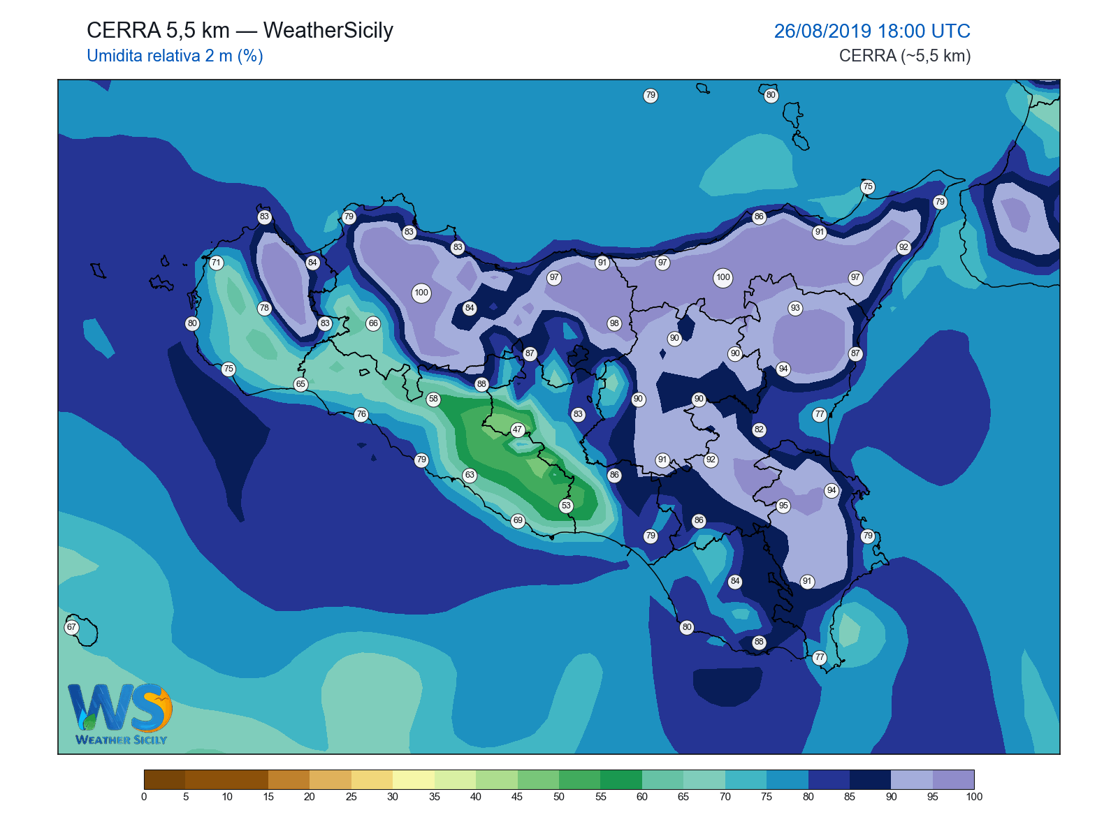 Umidità relativa 2 m · 2019082618