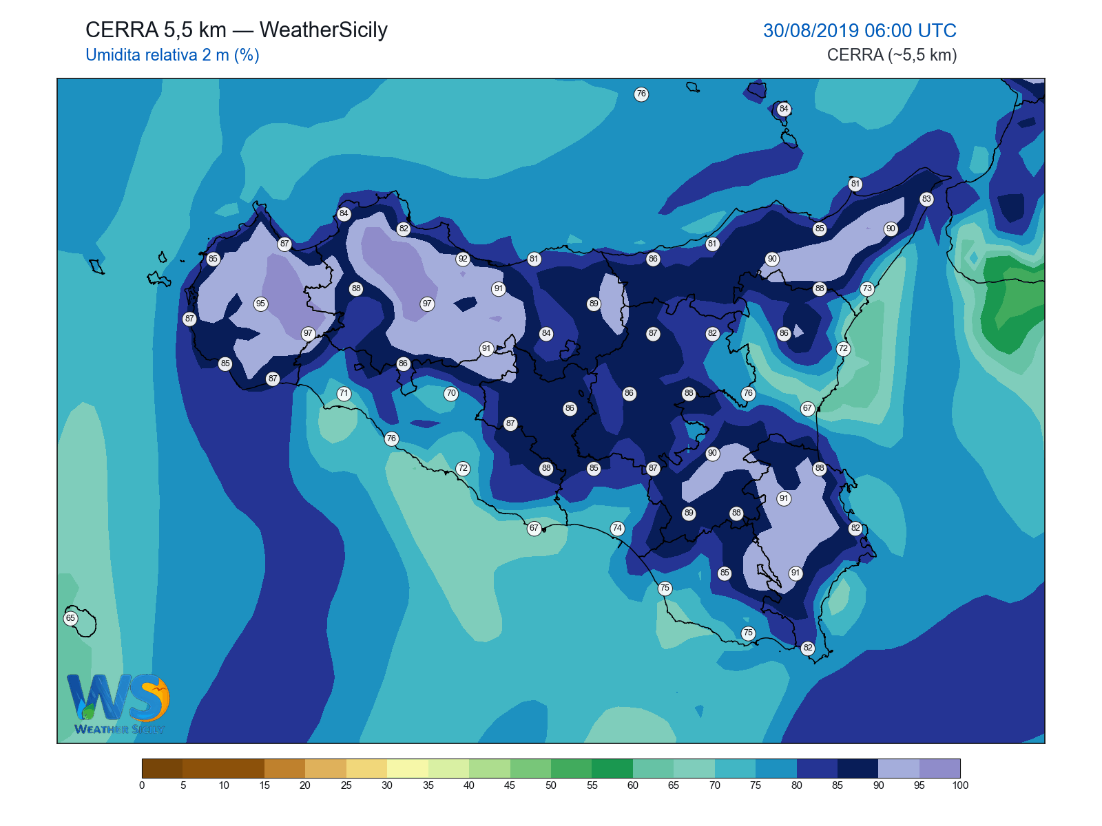 Umidità relativa 2 m · 2019083006