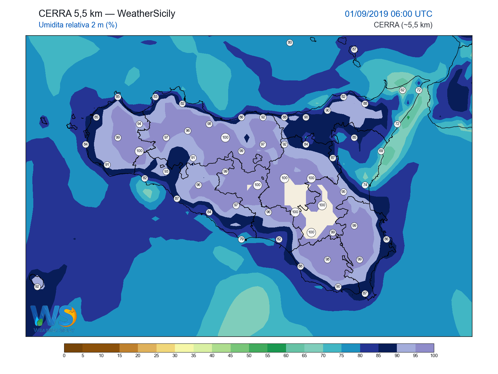 Umidità relativa 2 m · 2019090106
