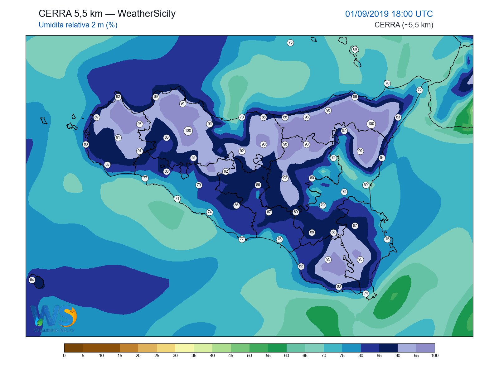 Umidità relativa 2 m · 2019090118