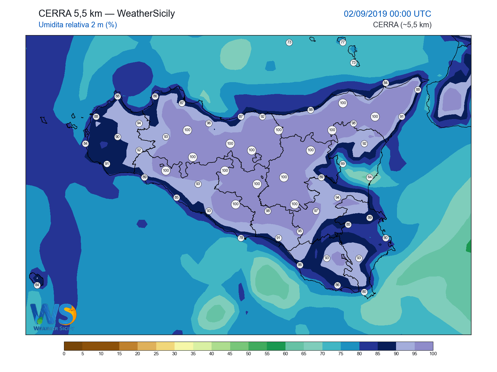 Umidità relativa 2 m · 2019090200