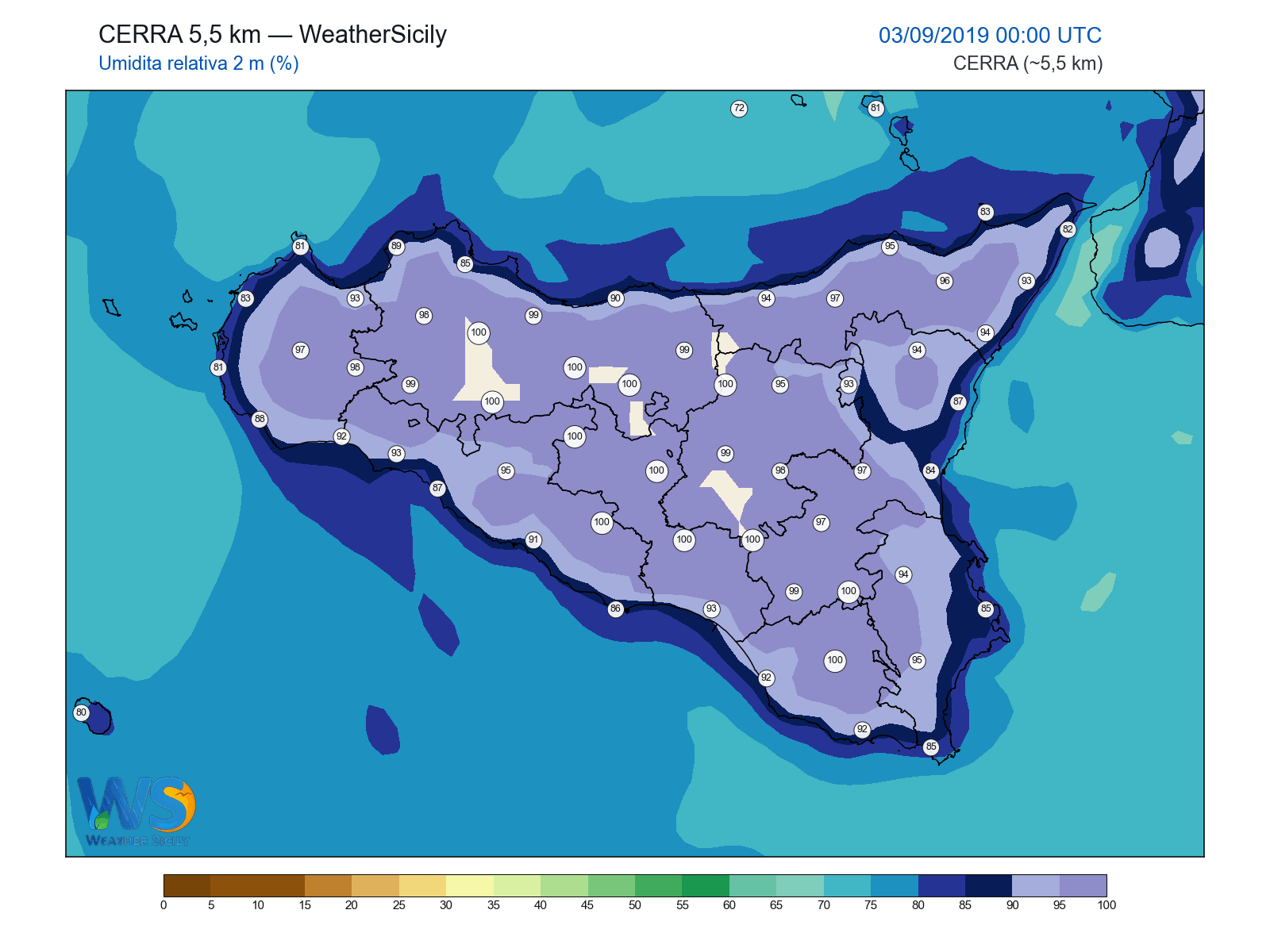 Umidità relativa 2 m · 2019090300