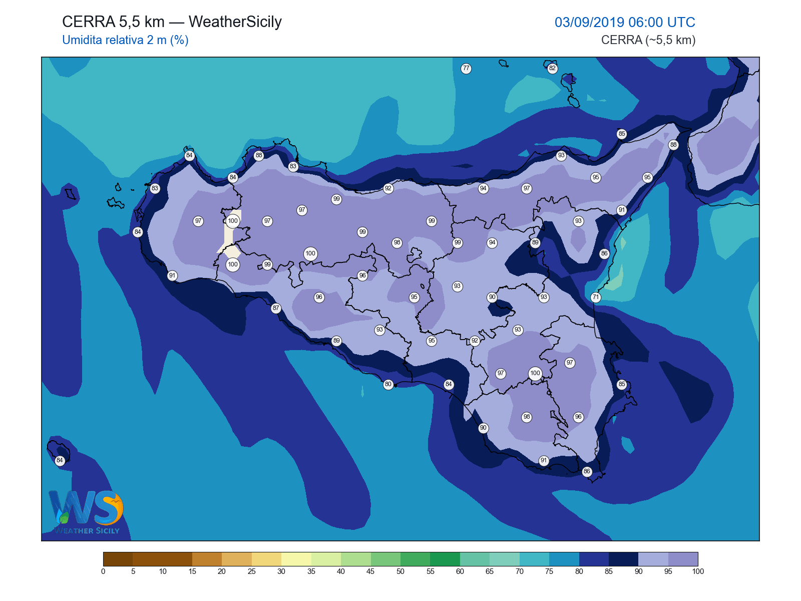 Umidità relativa 2 m · 2019090306