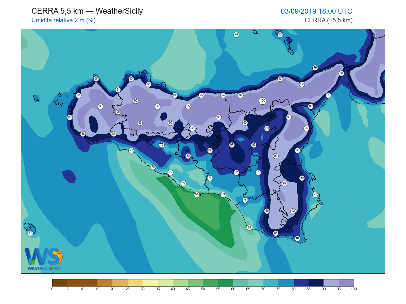 Umidità relativa 2 m · 2019090318