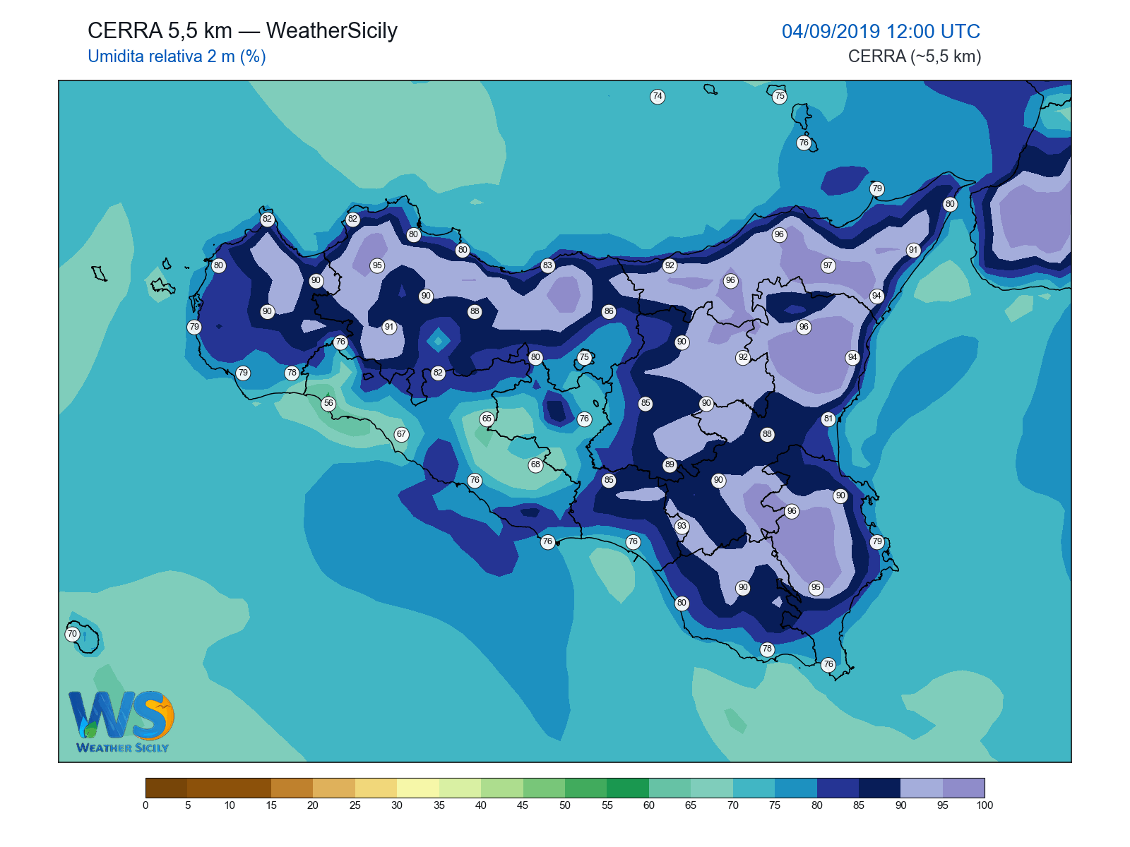 Umidità relativa 2 m · 2019090412