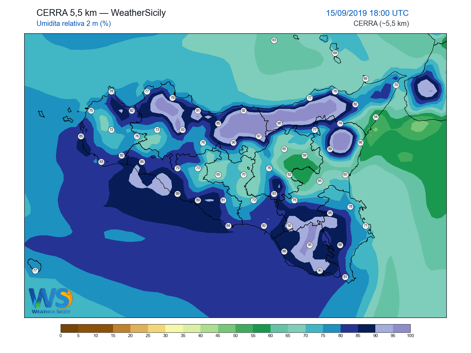 Umidità relativa 2 m · 2019091518