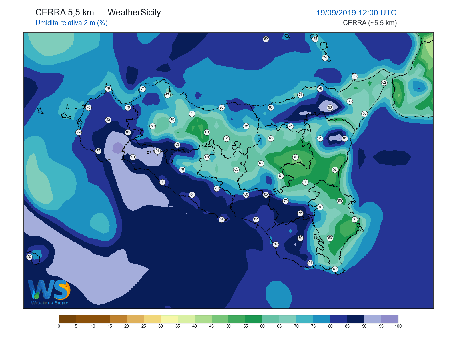 Umidità relativa 2 m · 2019091912