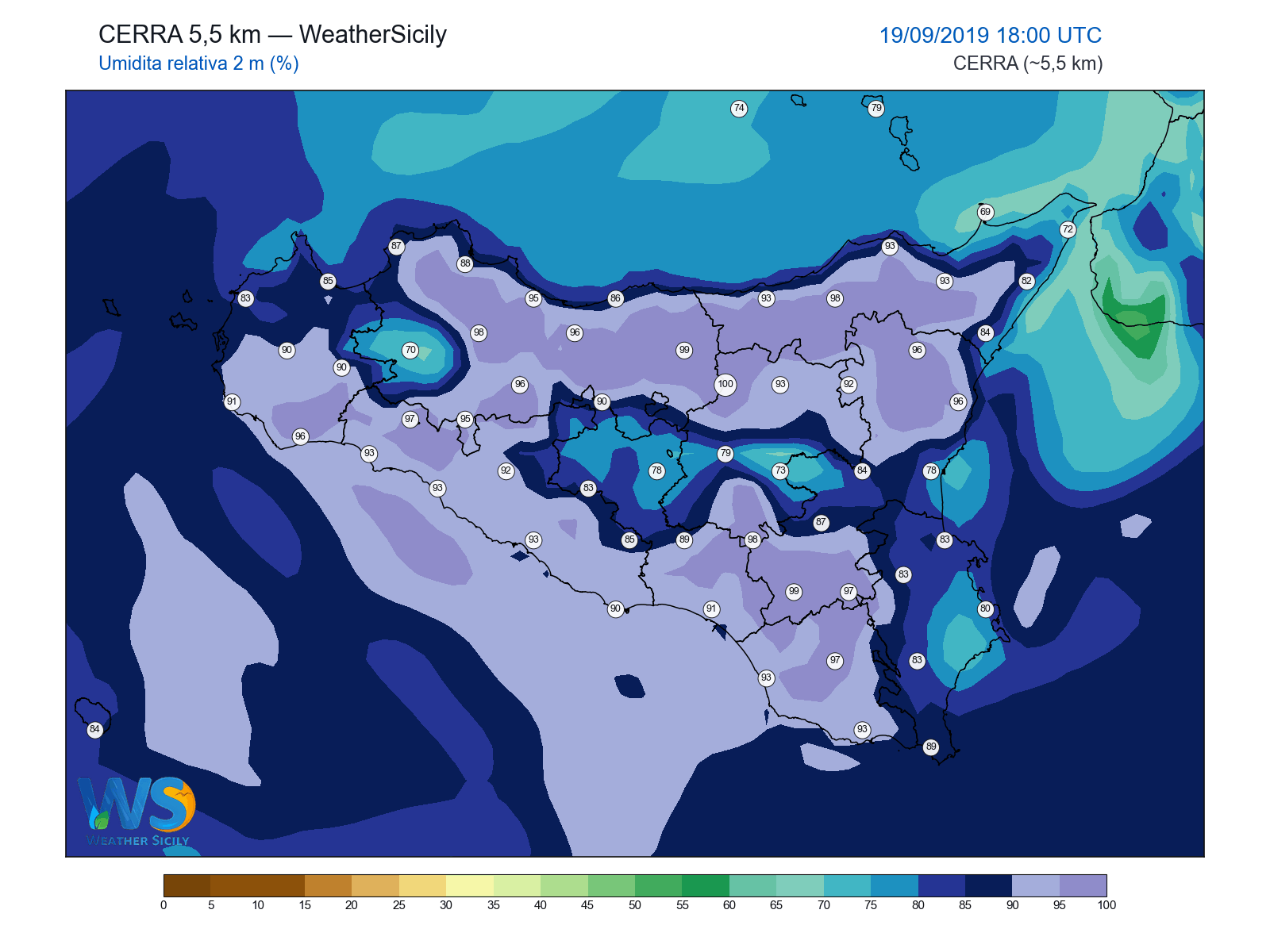 Umidità relativa 2 m · 2019091918