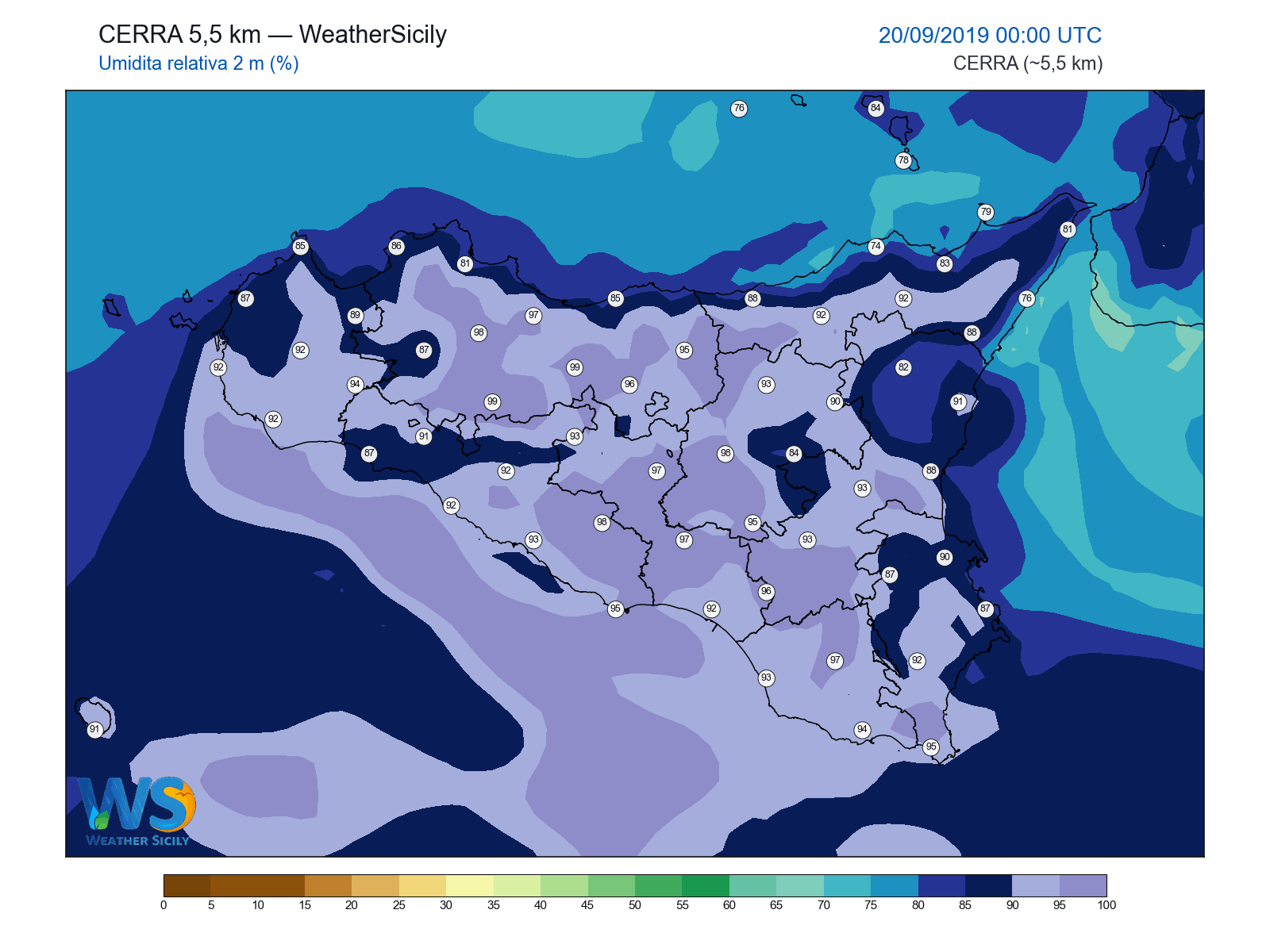 Umidità relativa 2 m · 2019092000