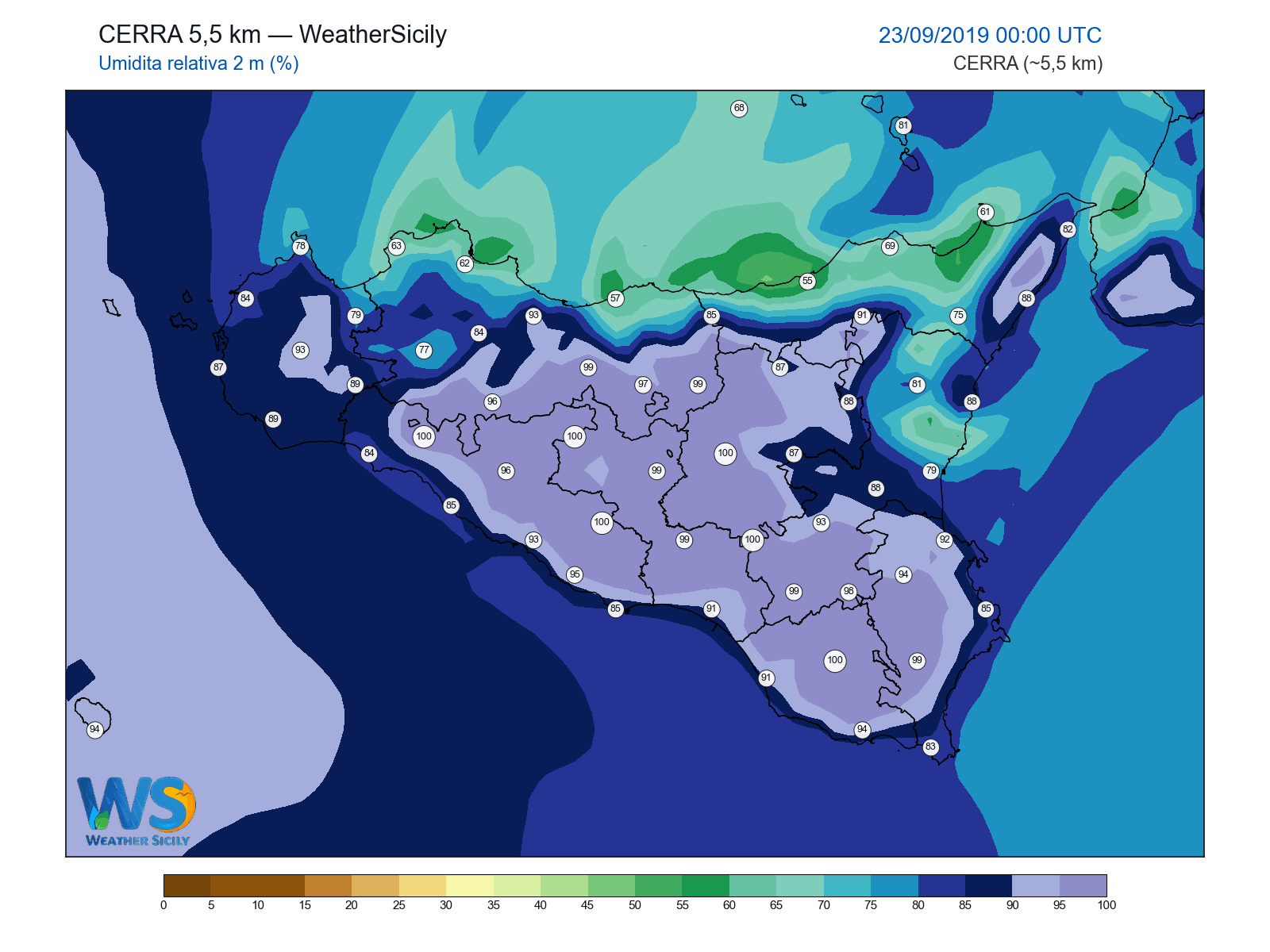 Umidità relativa 2 m · 2019092300