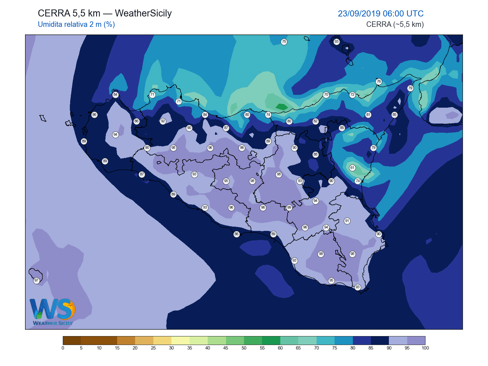 Umidità relativa 2 m · 2019092306