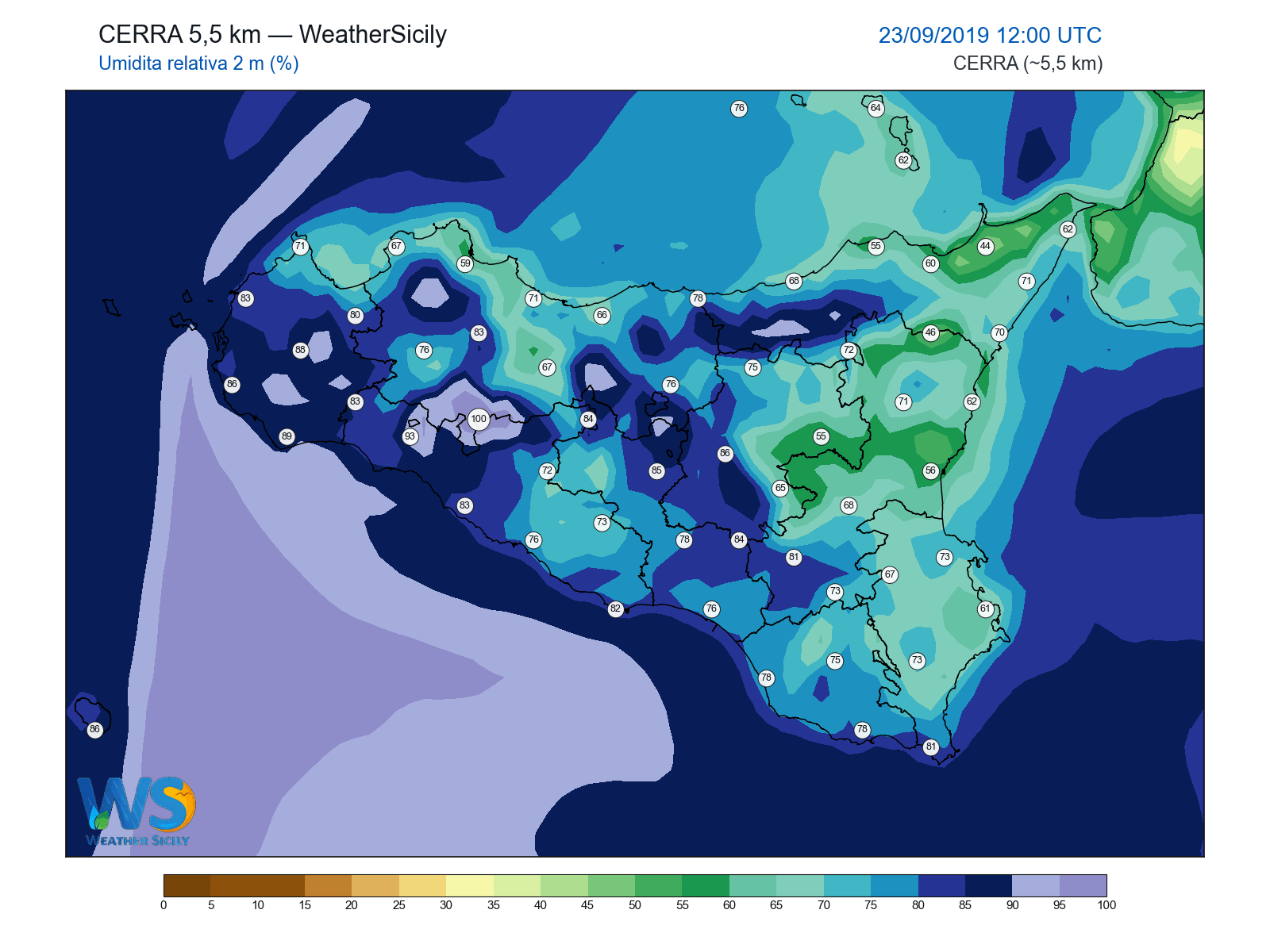 Umidità relativa 2 m · 2019092312