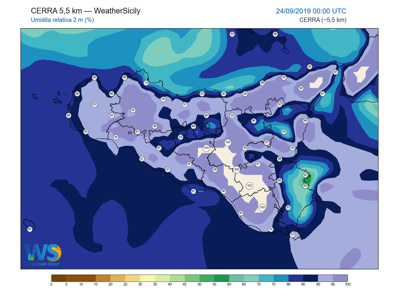 Umidità relativa 2 m · 2019092400