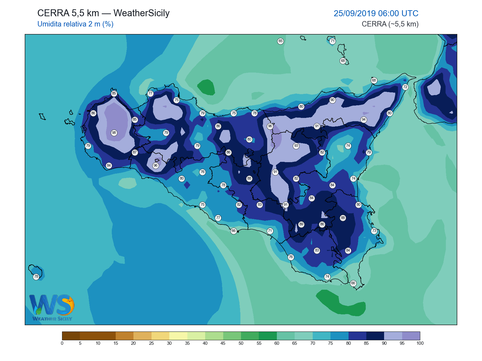 Umidità relativa 2 m · 2019092506