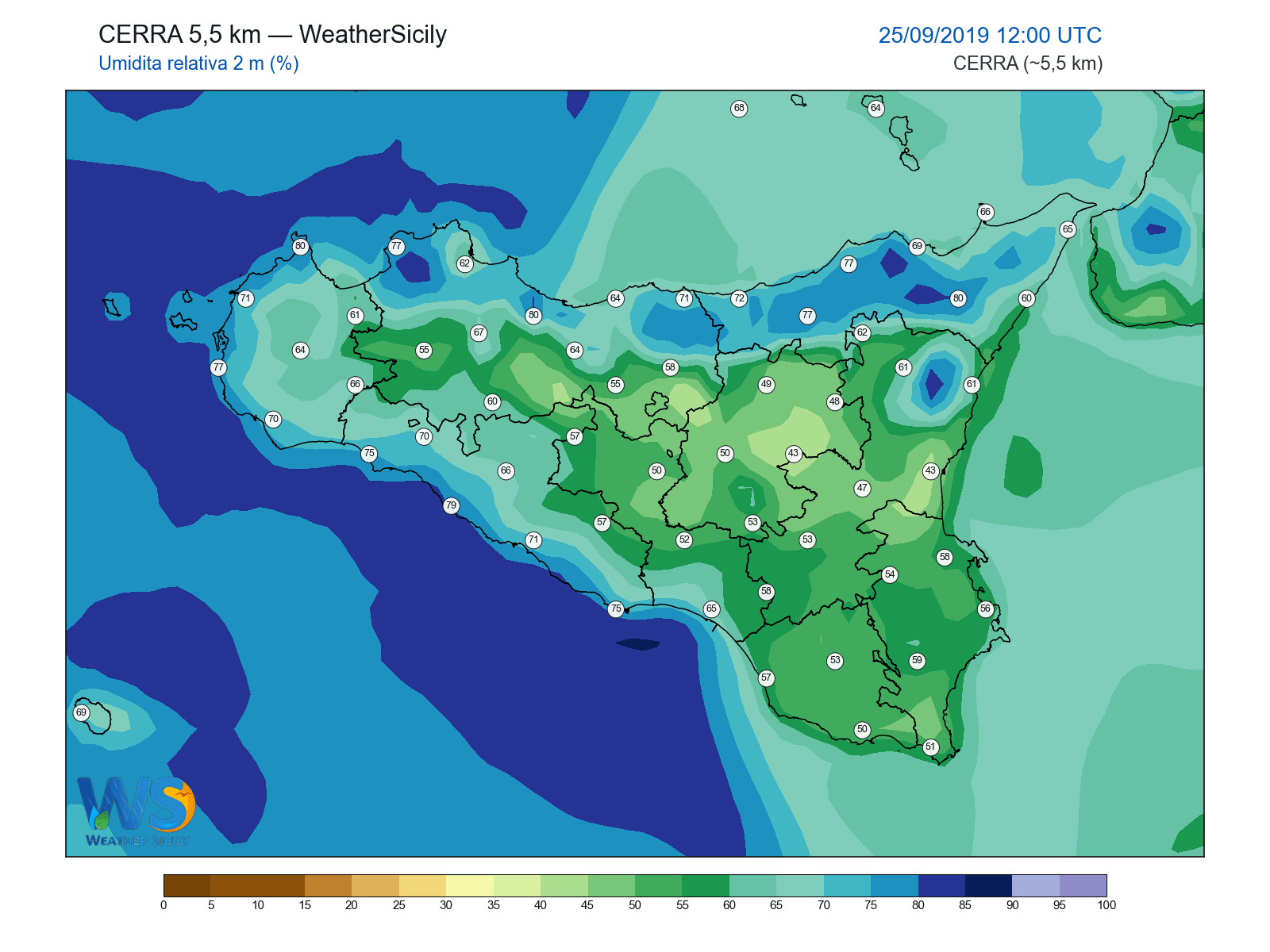 Umidità relativa 2 m · 2019092512