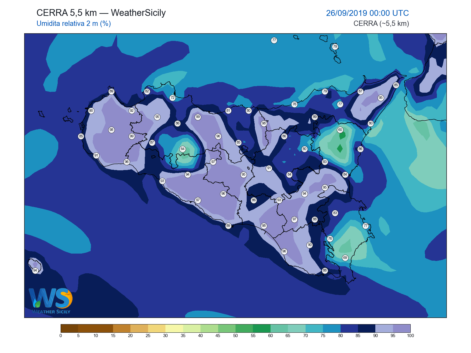 Umidità relativa 2 m · 2019092600