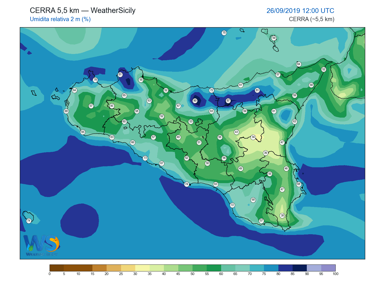 Umidità relativa 2 m · 2019092612