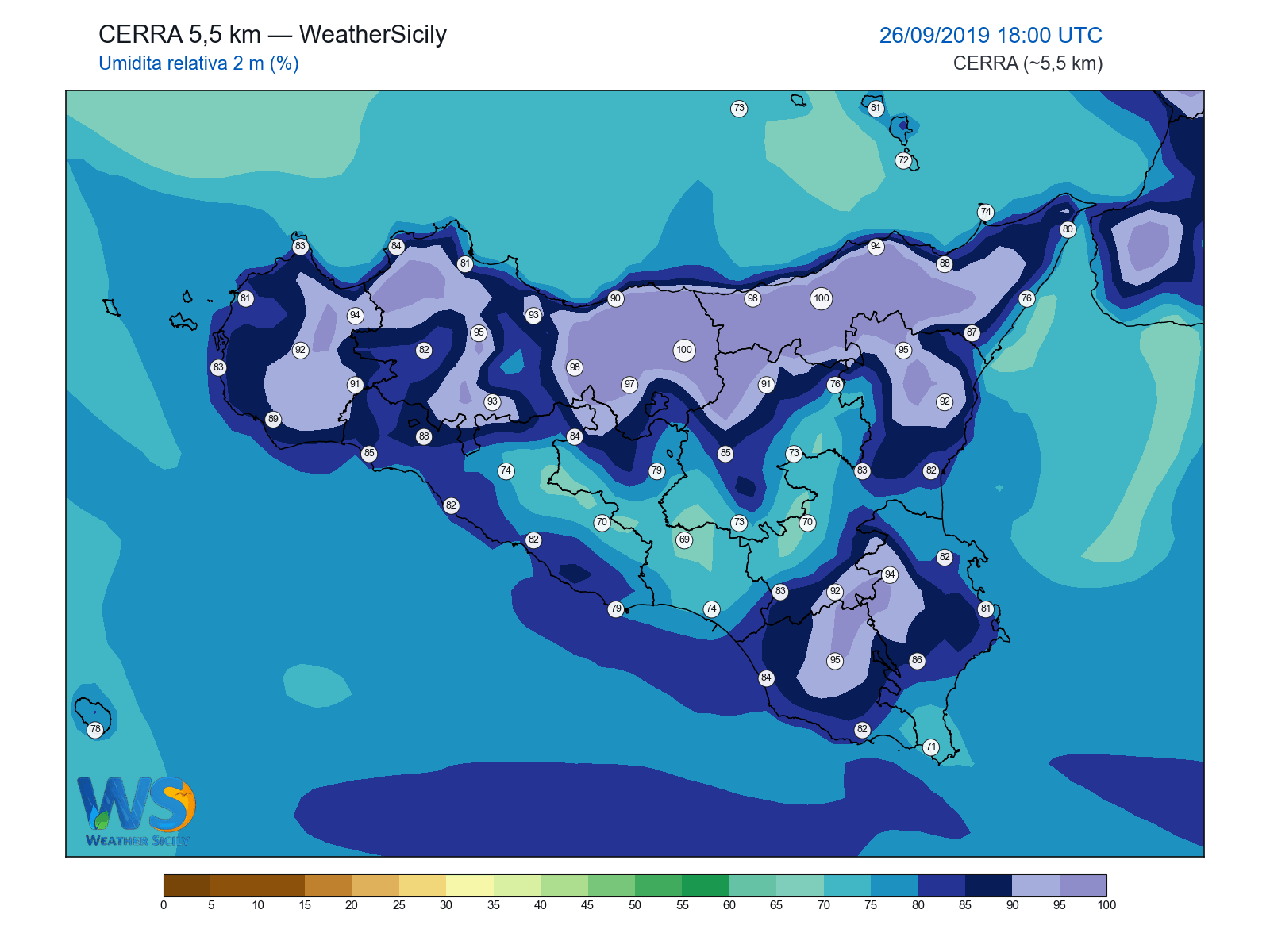 Umidità relativa 2 m · 2019092618