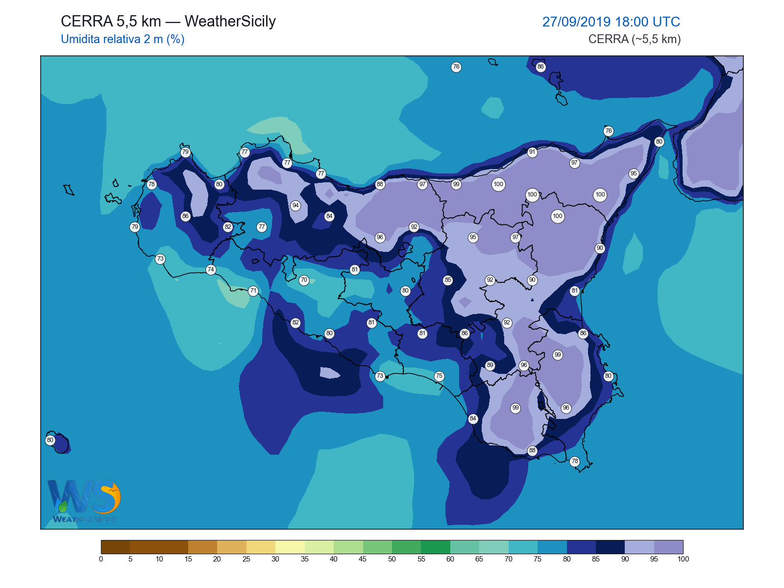 Umidità relativa 2 m · 2019092718