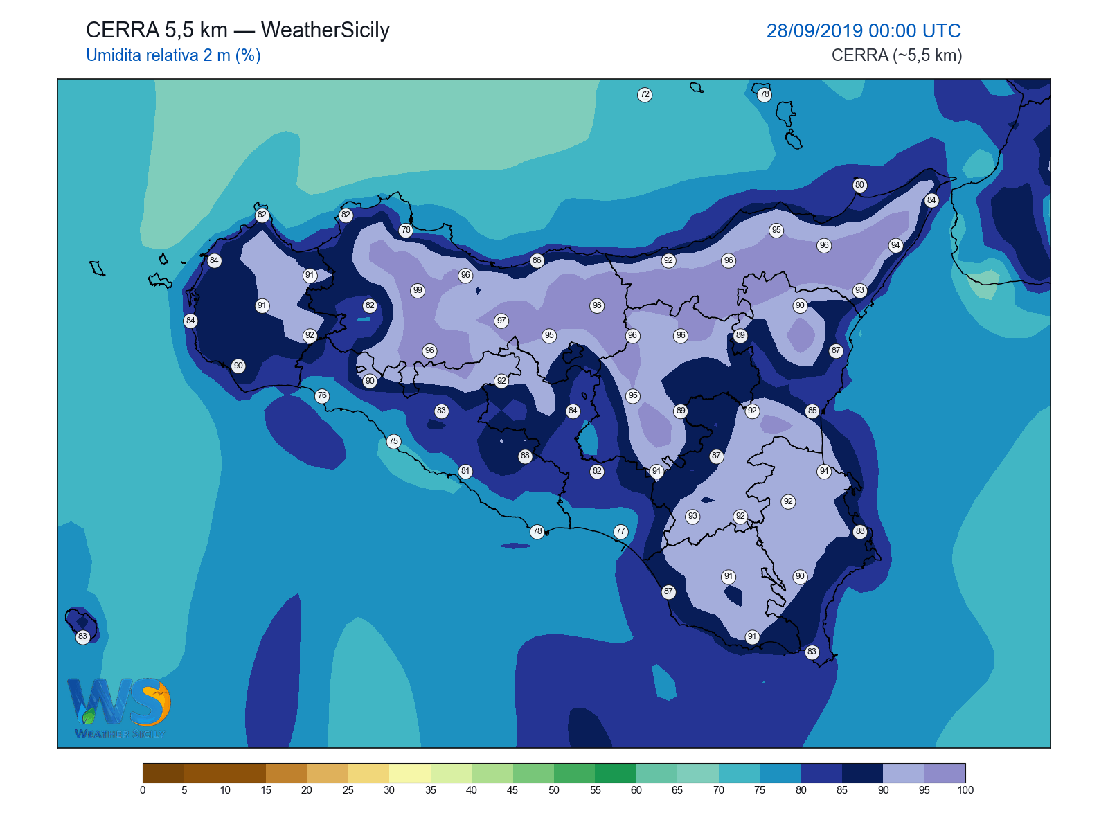 Umidità relativa 2 m · 2019092800