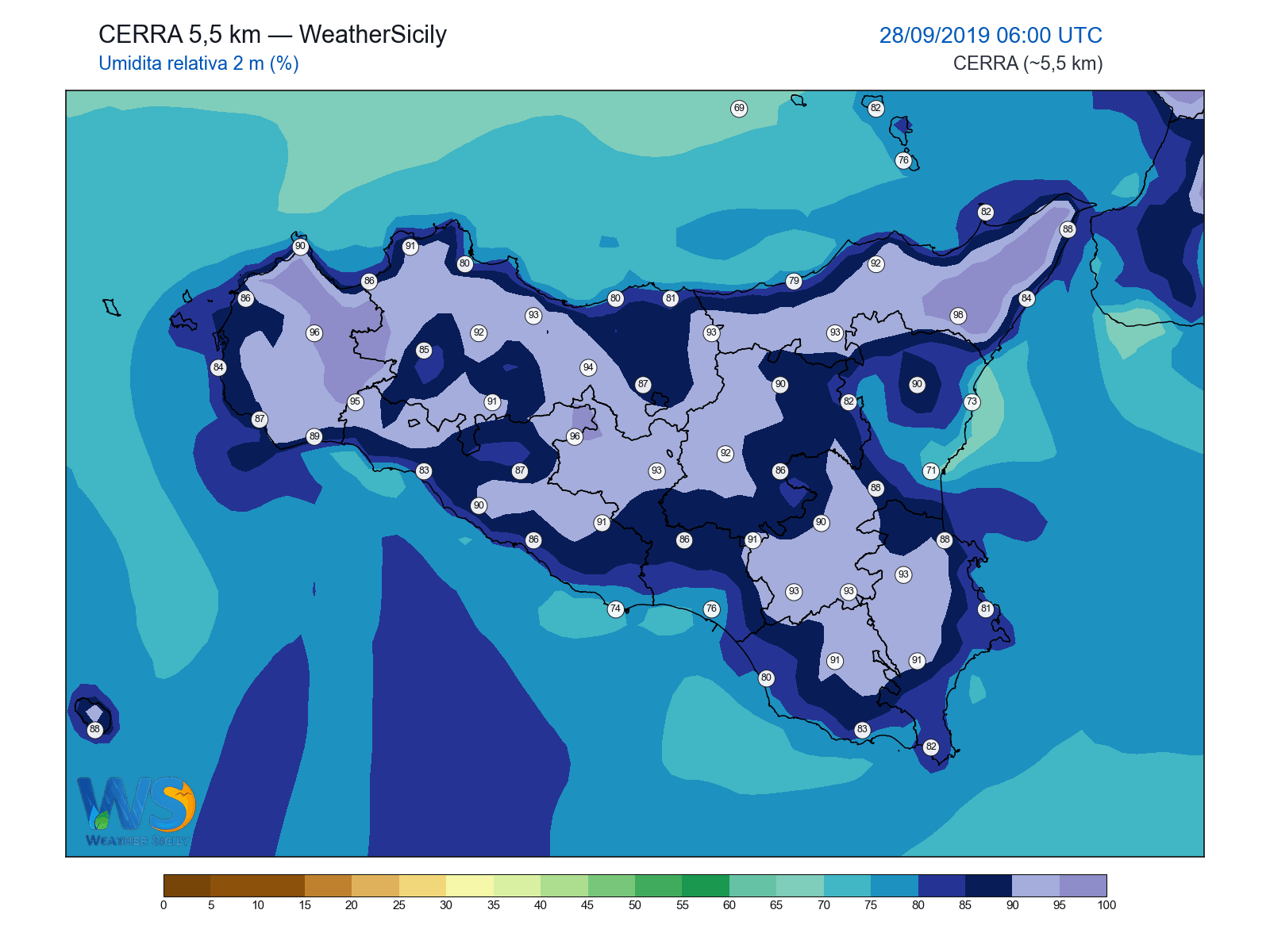 Umidità relativa 2 m · 2019092806