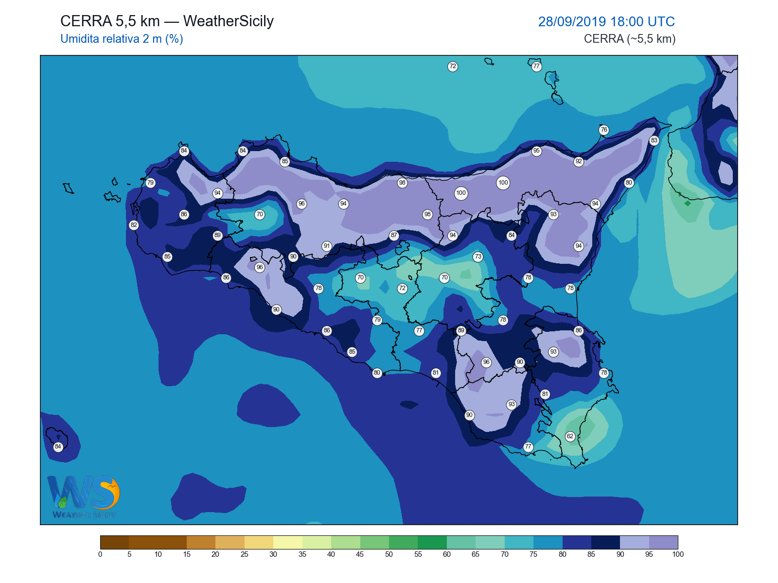 Umidità relativa 2 m · 2019092818