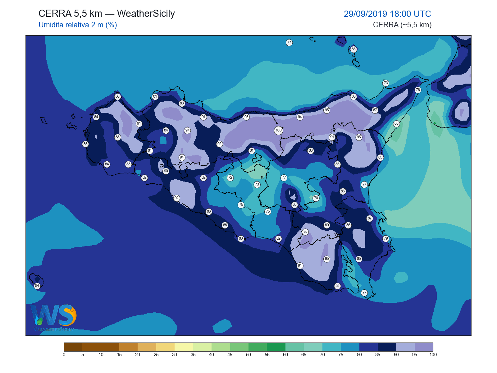 Umidità relativa 2 m · 2019092918