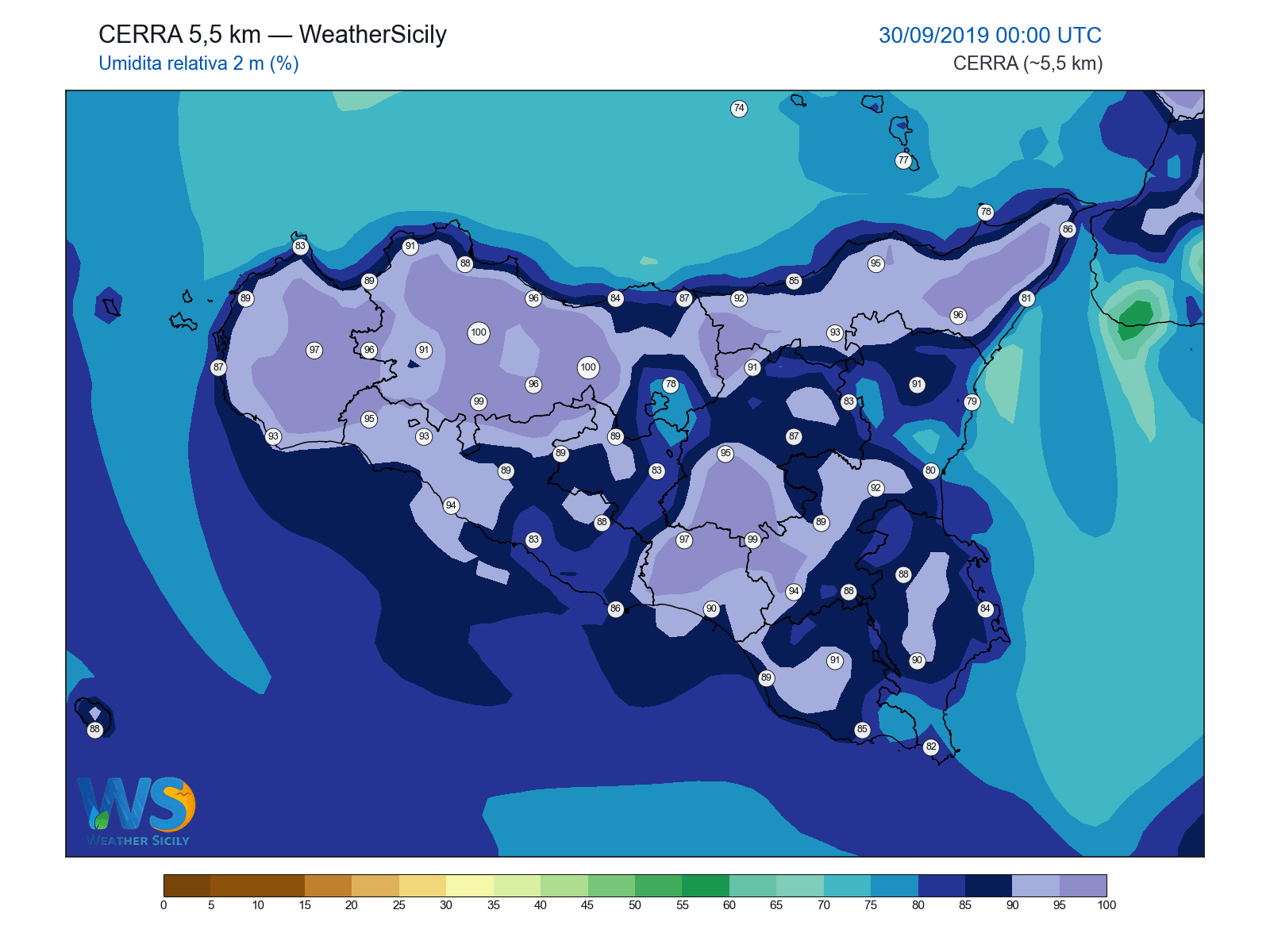 Umidità relativa 2 m · 2019093000