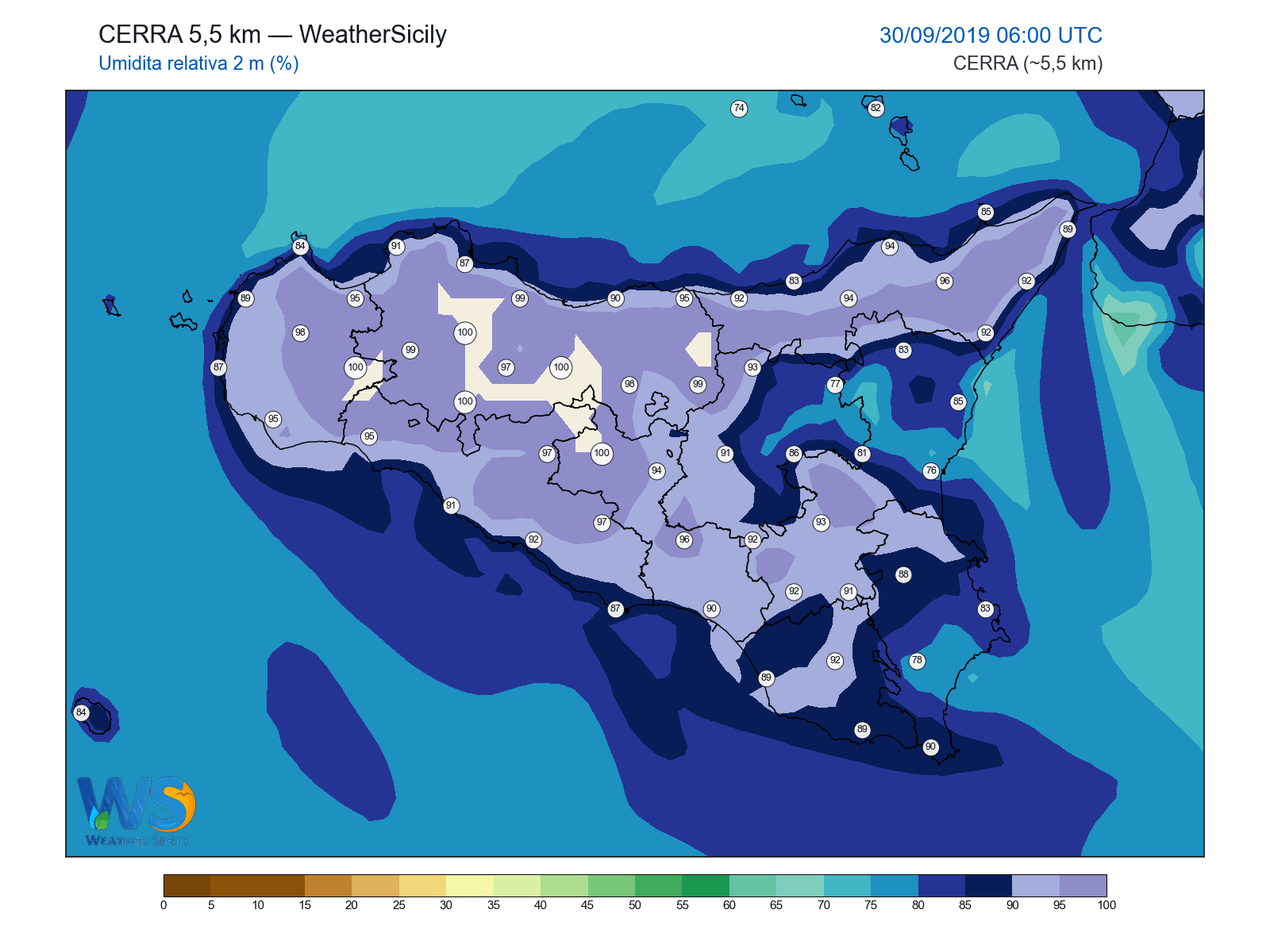 Umidità relativa 2 m · 2019093006