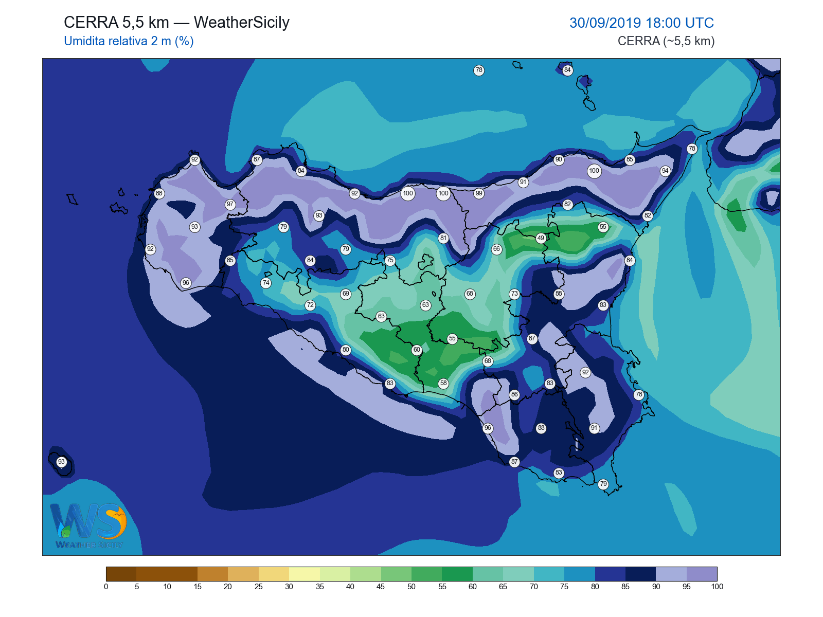 Umidità relativa 2 m · 2019093018
