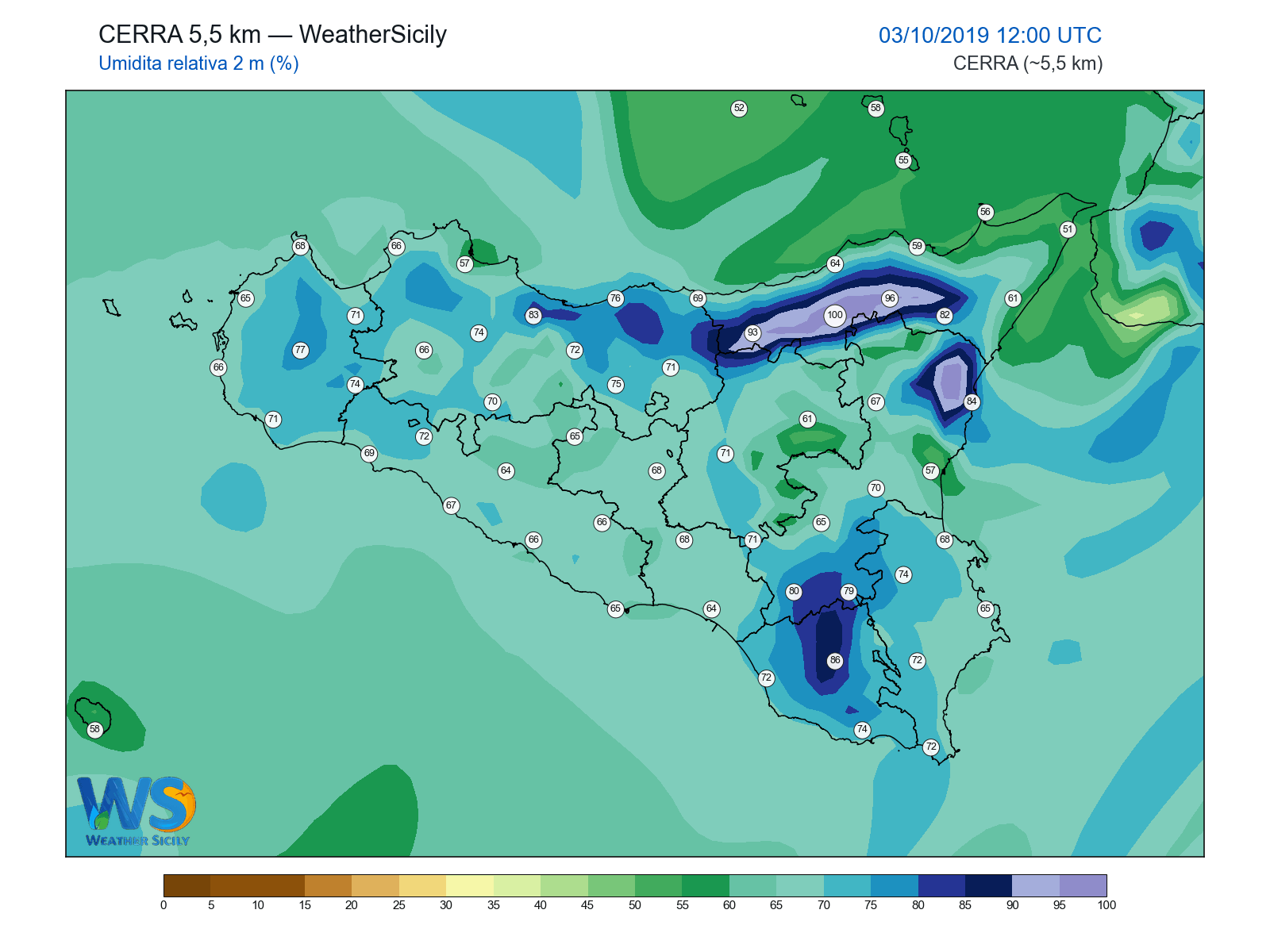 Umidità relativa 2 m · 2019100312
