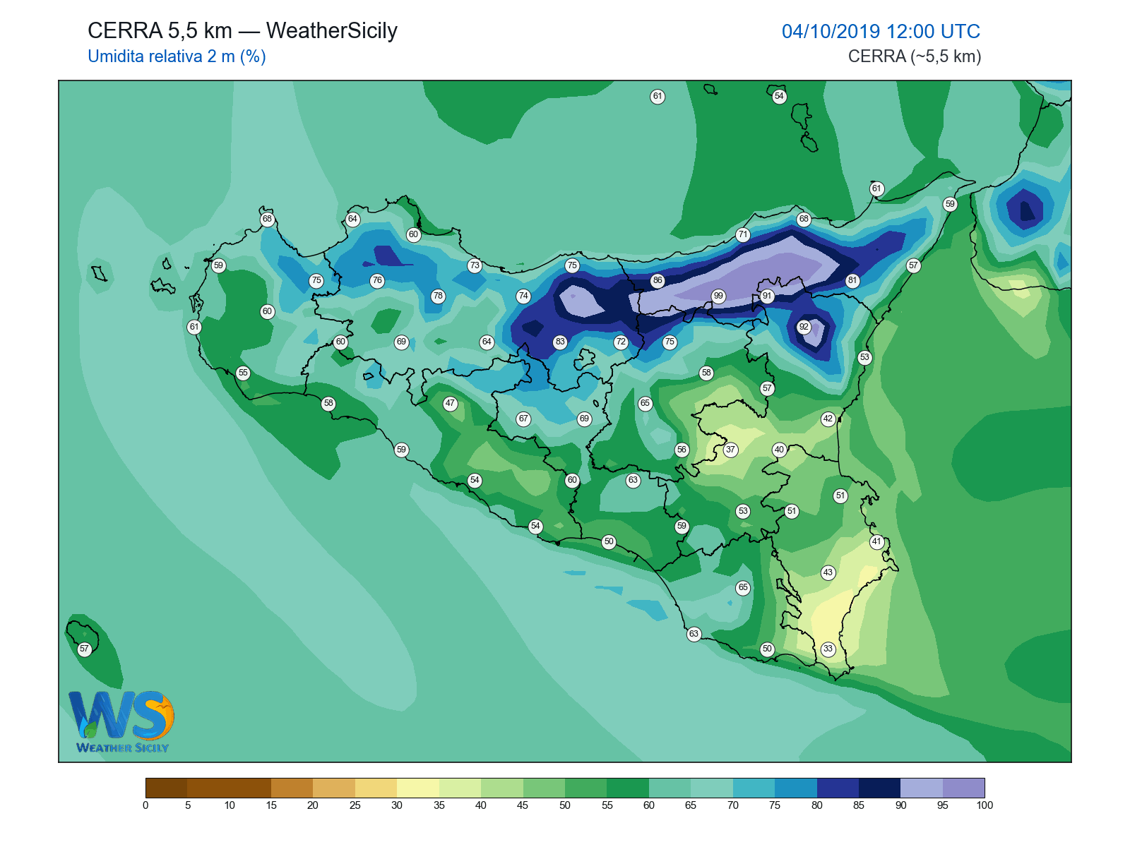 Umidità relativa 2 m · 2019100412