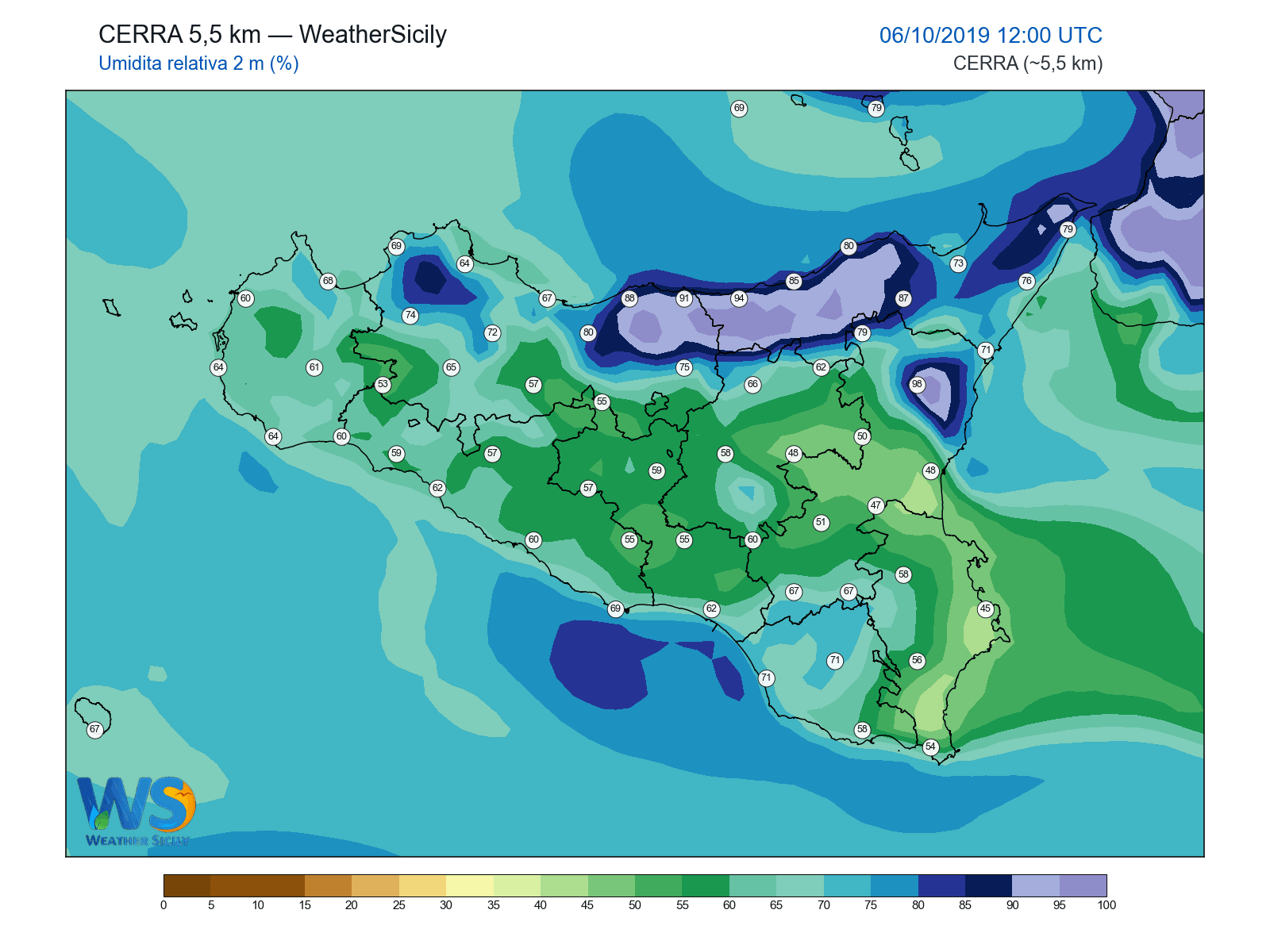 Umidità relativa 2 m · 2019100612