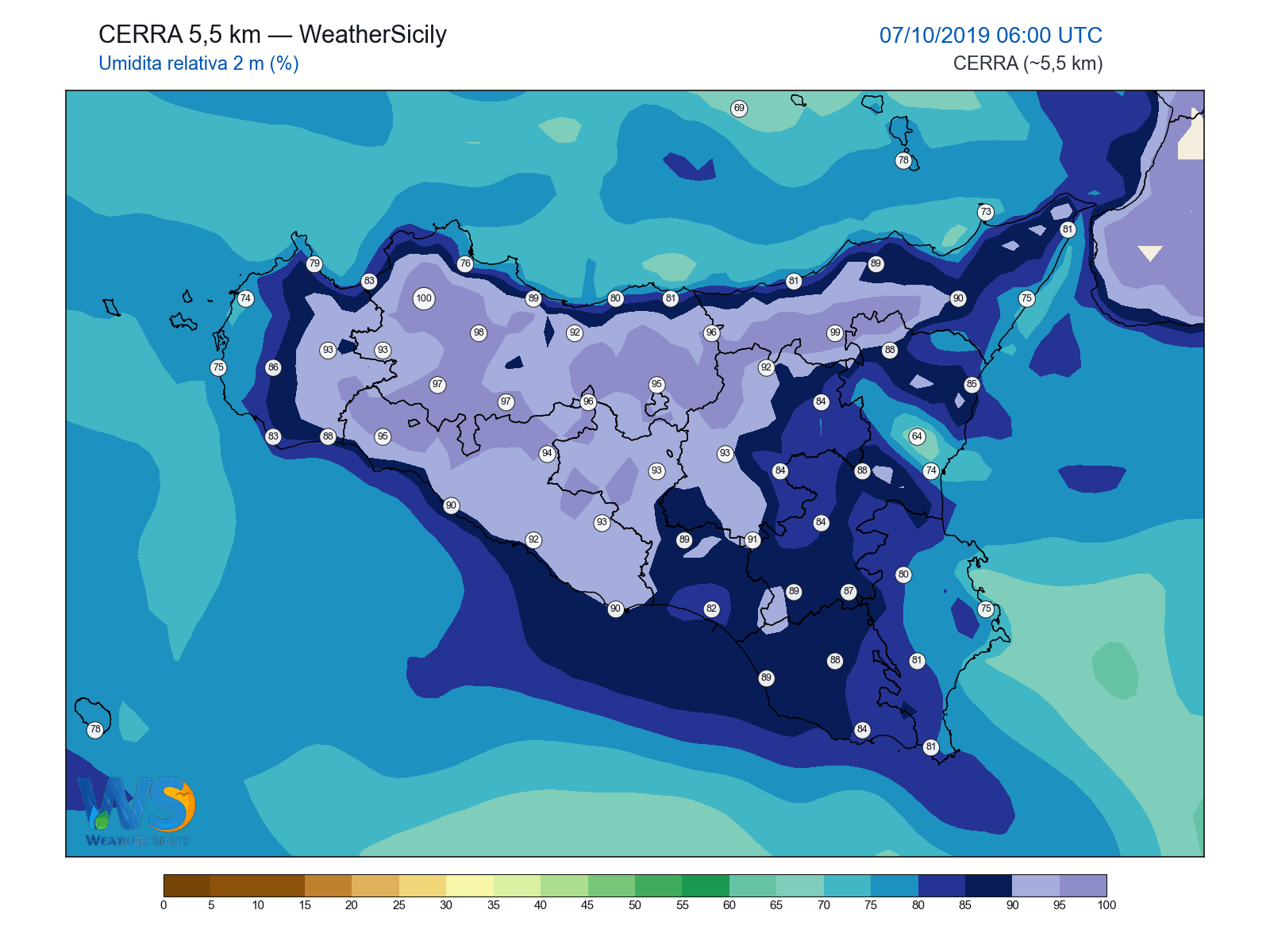 Umidità relativa 2 m · 2019100706