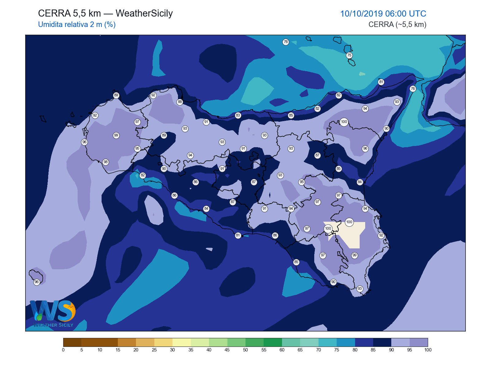 Umidità relativa 2 m · 2019101006
