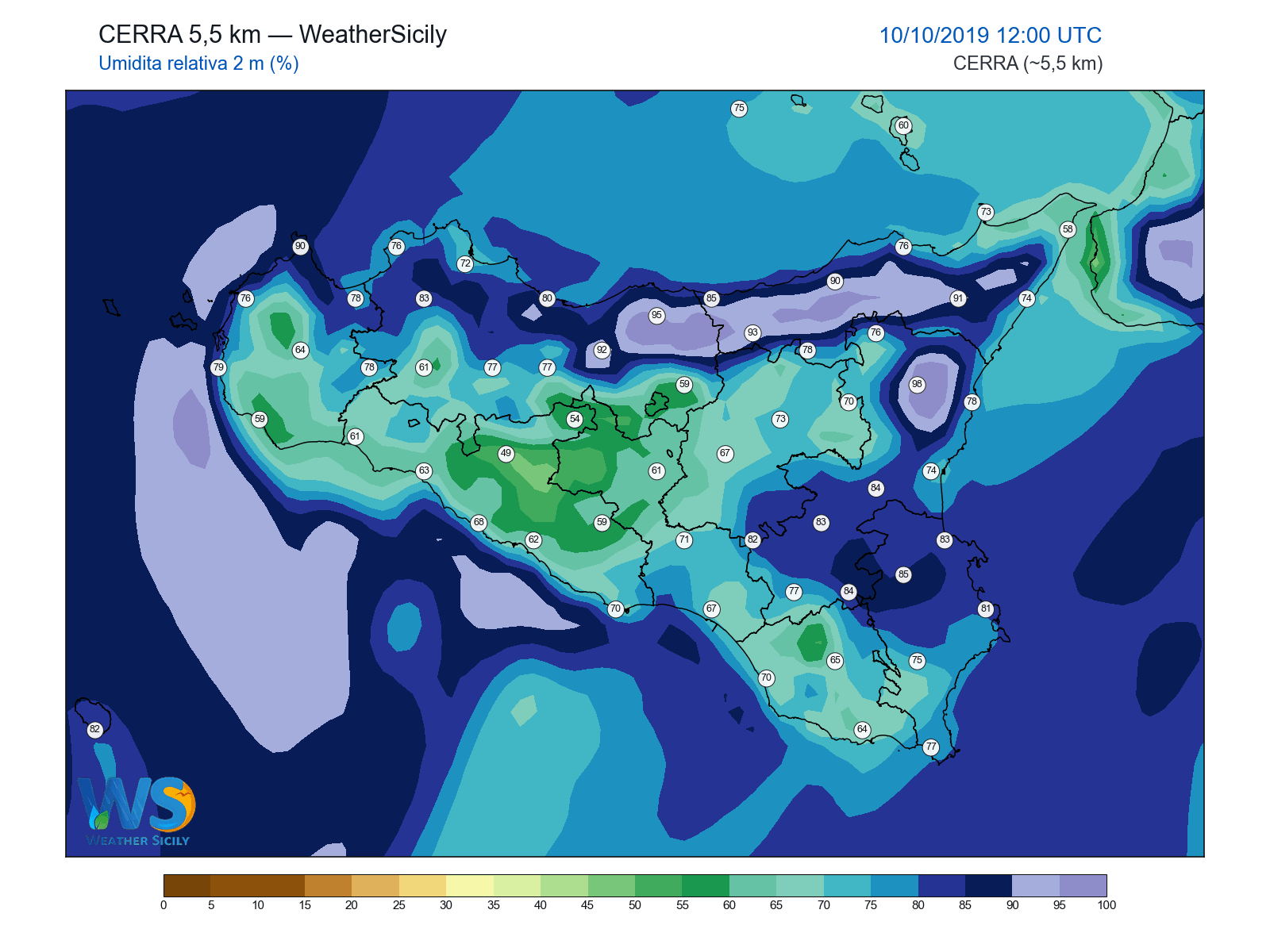 Umidità relativa 2 m · 2019101012