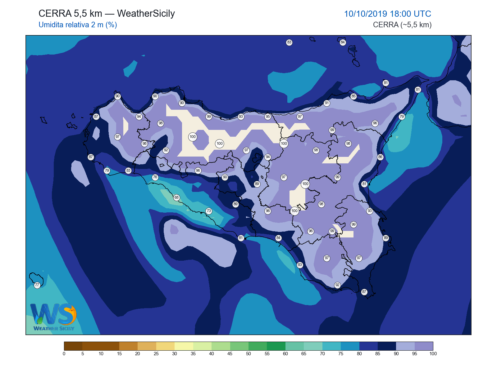 Umidità relativa 2 m · 2019101018