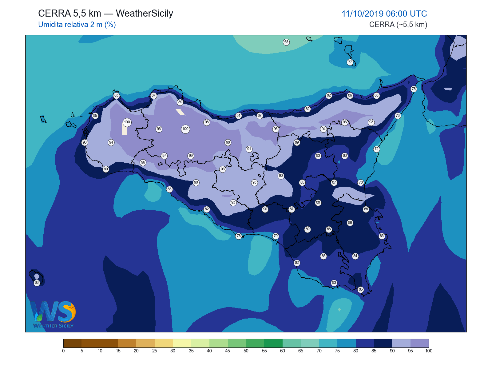 Umidità relativa 2 m · 2019101106