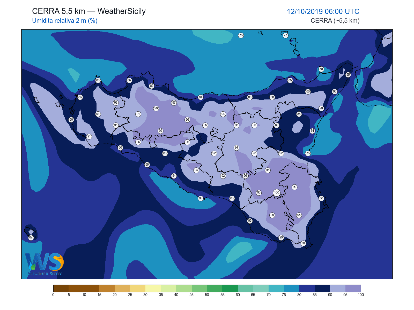 Umidità relativa 2 m · 2019101206