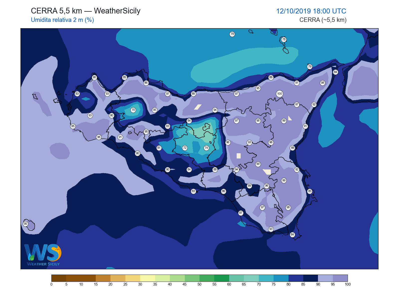 Umidità relativa 2 m · 2019101218